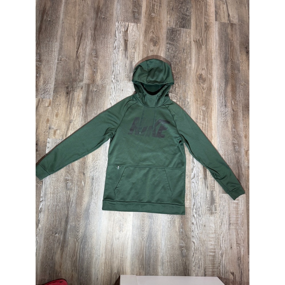 Nike Dri-FIT Mens Hoodie Forest Green Graphic Logo Pullover Sweatshirt Small